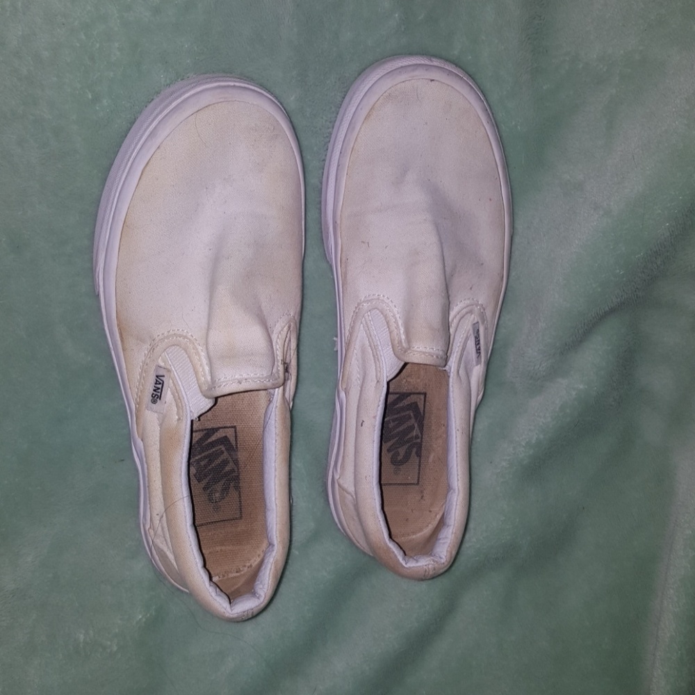 white slip on vans